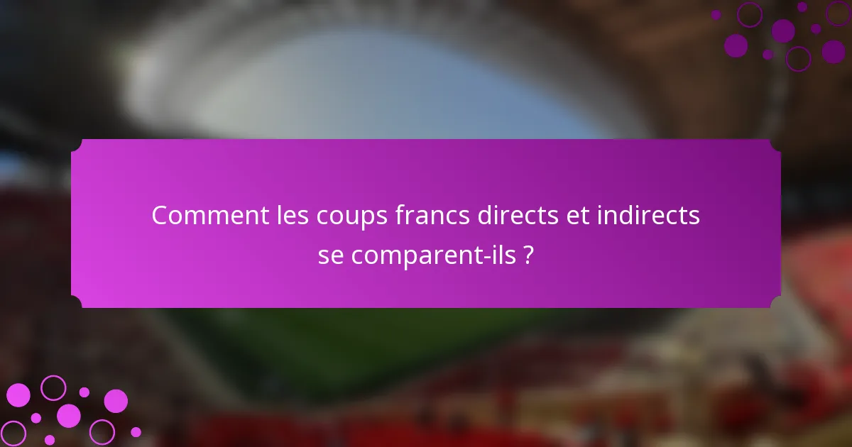 Comment les coups francs directs et indirects se comparent-ils ?