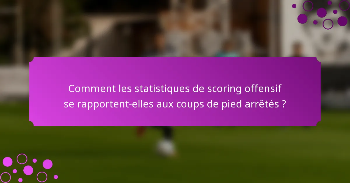 Comment les statistiques de scoring offensif se rapportent-elles aux coups de pied arrêtés ?