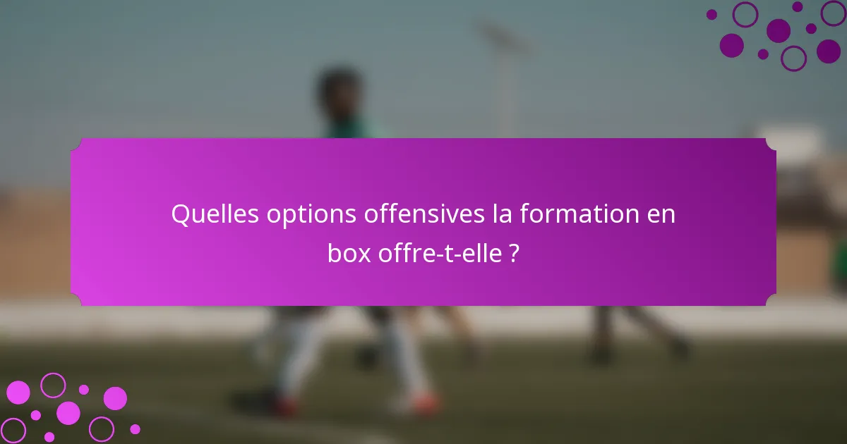 Quelles options offensives la formation en box offre-t-elle ?