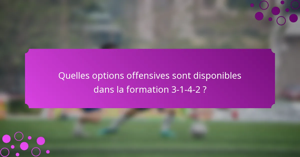 Quelles options offensives sont disponibles dans la formation 3-1-4-2 ?